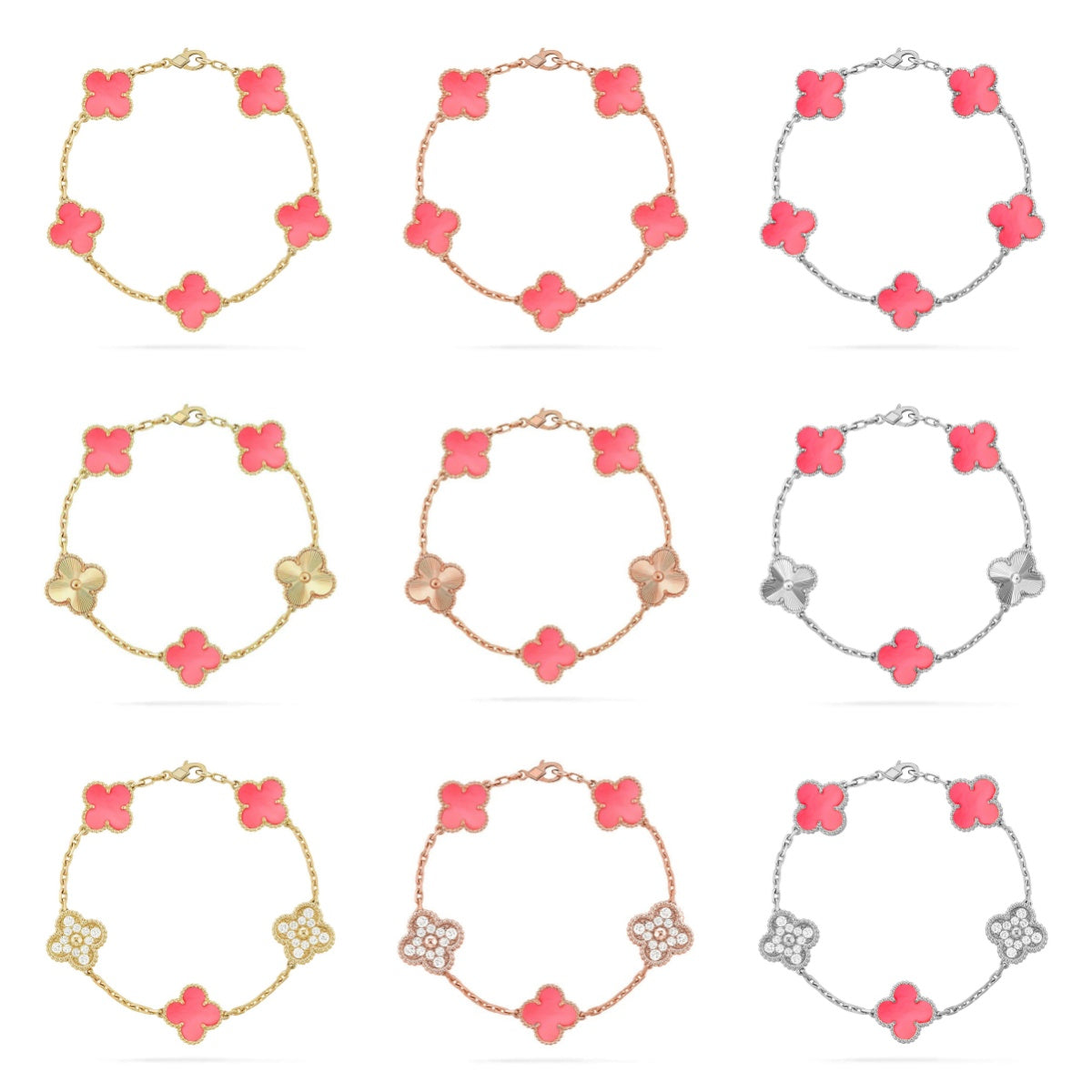 [Sophire Jewelry ] CLOVER 5 MOTIFS  PINK MOP BRACELET COLLECTION