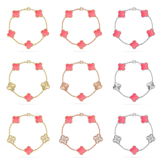 [Sophire Jewelry ] CLOVER 5 MOTIFS  PINK MOP BRACELET COLLECTION