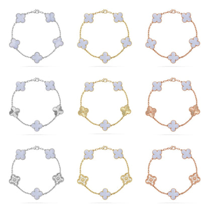 [Sophire Jewelry ] CLOVER 5 MOTIF PURPLE CHALCEDONY BRACELET COLLECTION