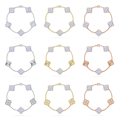 [Sophire Jewelry ] CLOVER 5 MOTIF PURPLE CHALCEDONY BRACELET COLLECTION