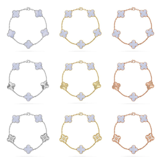 [Sophire Jewelry ] CLOVER 5 MOTIF PURPLE CHALCEDONY BRACELET COLLECTION