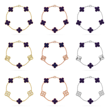 [Sophire Jewelry ]CLOVER 5 MOTIF PURPLE STRIPES BRACELET COLLECTION