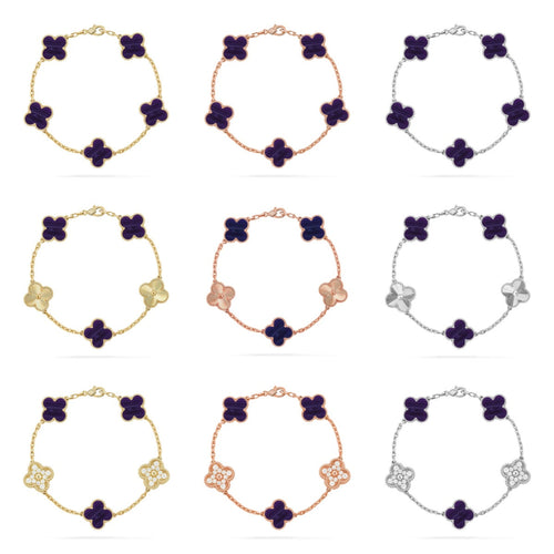 [Sophire Jewelry ]CLOVER 5 MOTIF PURPLE STRIPES BRACELET COLLECTION