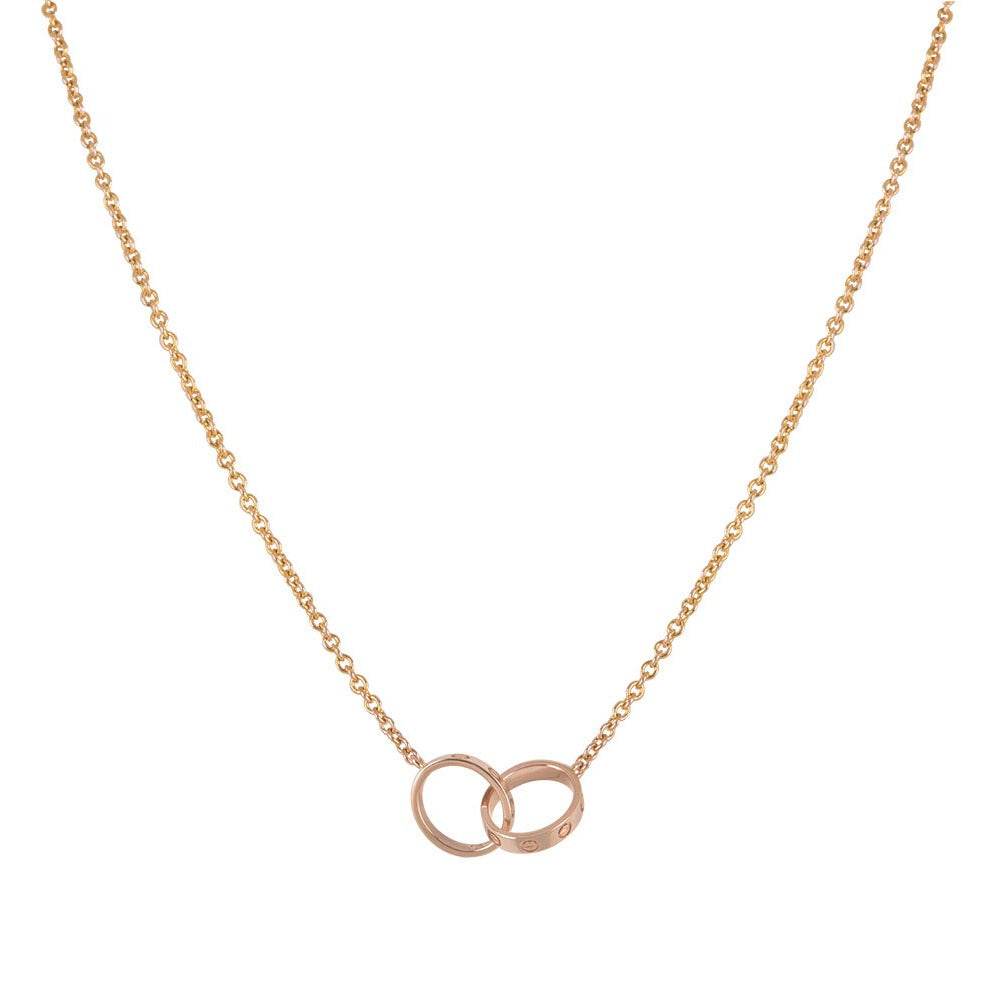 [Sophire Jewelry ]LOVE NECKLACE DOUBLE RING PINK GOLD