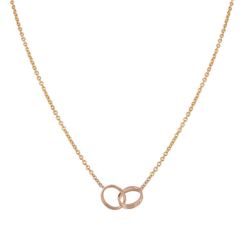 [Sophire Jewelry ]LOVE NECKLACE DOUBLE RING PINK GOLD
