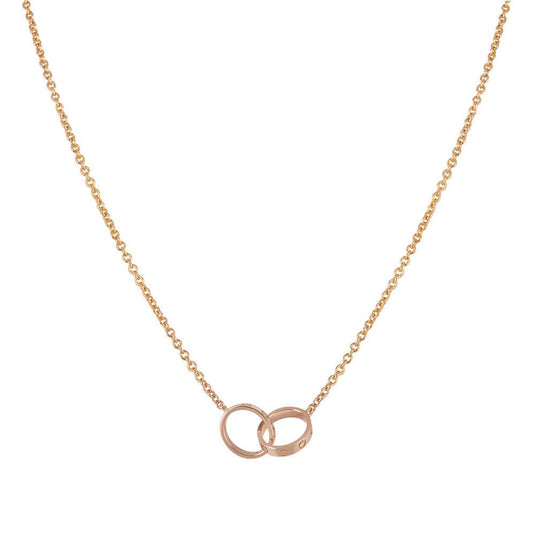 [Sophire Jewelry ]LOVE NECKLACE DOUBLE RING PINK GOLD