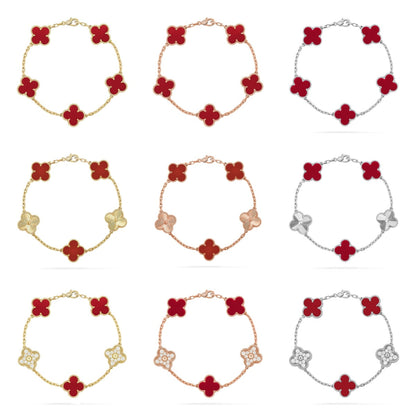 [Sophire Jewelry ] CLOVER 5 MOTIF RED CORNELIAN BRACELET COLLECTION