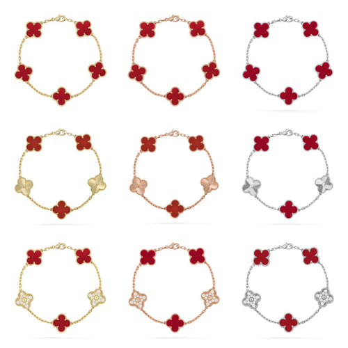 [Sophire Jewelry ] CLOVER 5 MOTIF RED CORNELIAN BRACELET COLLECTION