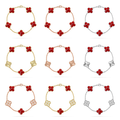 [Sophire Jewelry ]CLOVER 5 MOTIF RED PATTERN BRACELET COLLECTION
