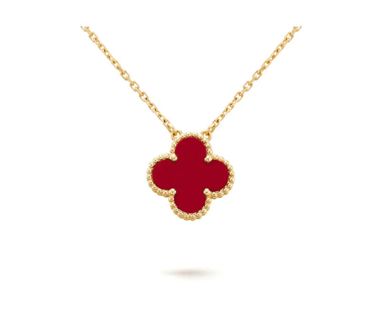 [Sophire Jewelry ]CLOVER 15MM CARNELIAN SINGLE FLOWER NECKLACE