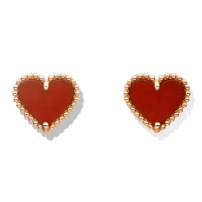 [Sophire Jewelry ]HEART CARNELIAN STUD EARRINGS