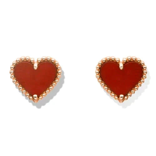 [Sophire Jewelry ]HEART CARNELIAN STUD EARRINGS