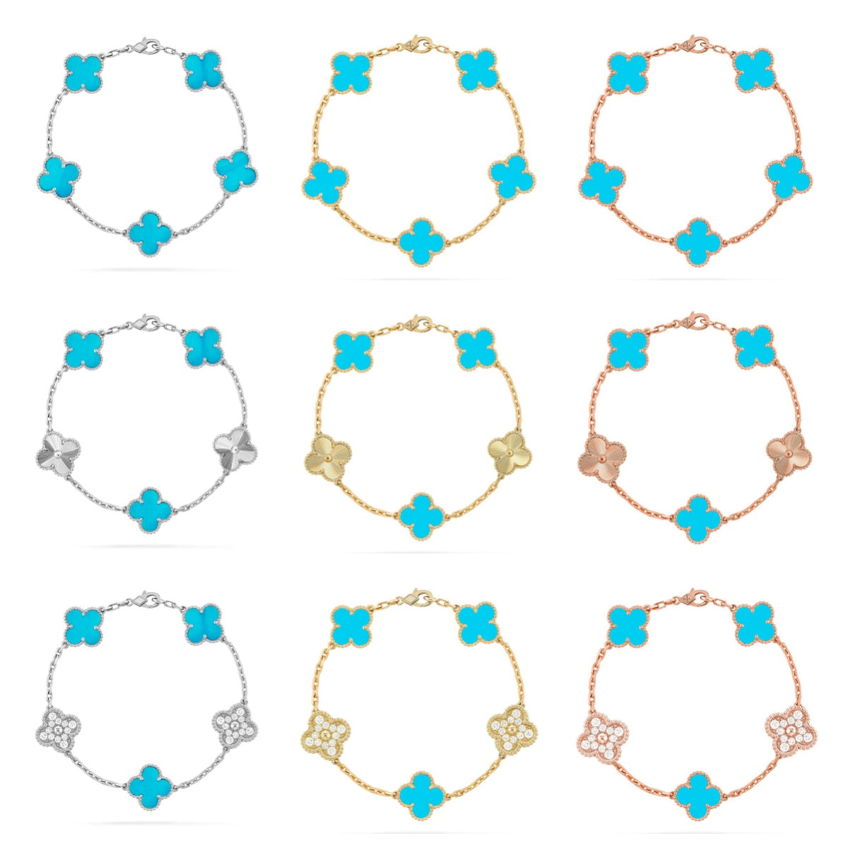 [Sophire Jewelry ] CLOVER 5 MOTIF TURQUOISE BRACELET COLLECTION