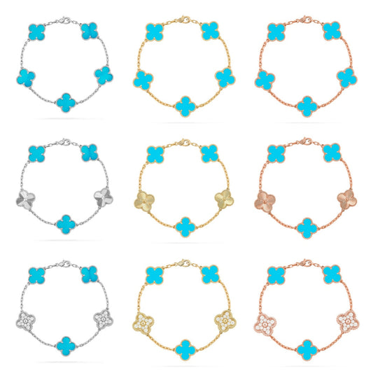 [Sophire Jewelry ] CLOVER 5 MOTIF TURQUOISE BRACELET COLLECTION