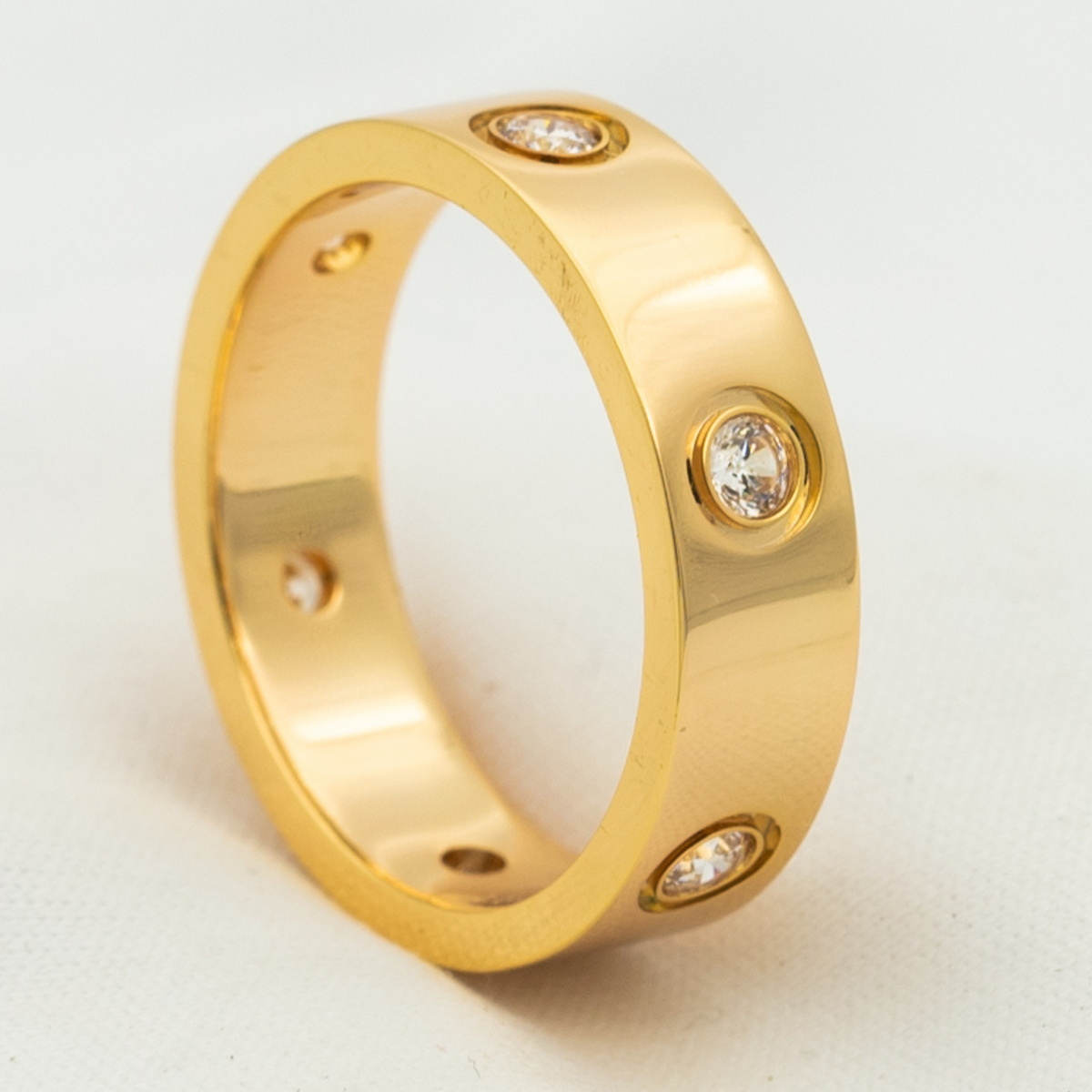 [Sophire Jewelry ]LOVE RING 5.5MM 6 DIAMONDS PINK GOLD