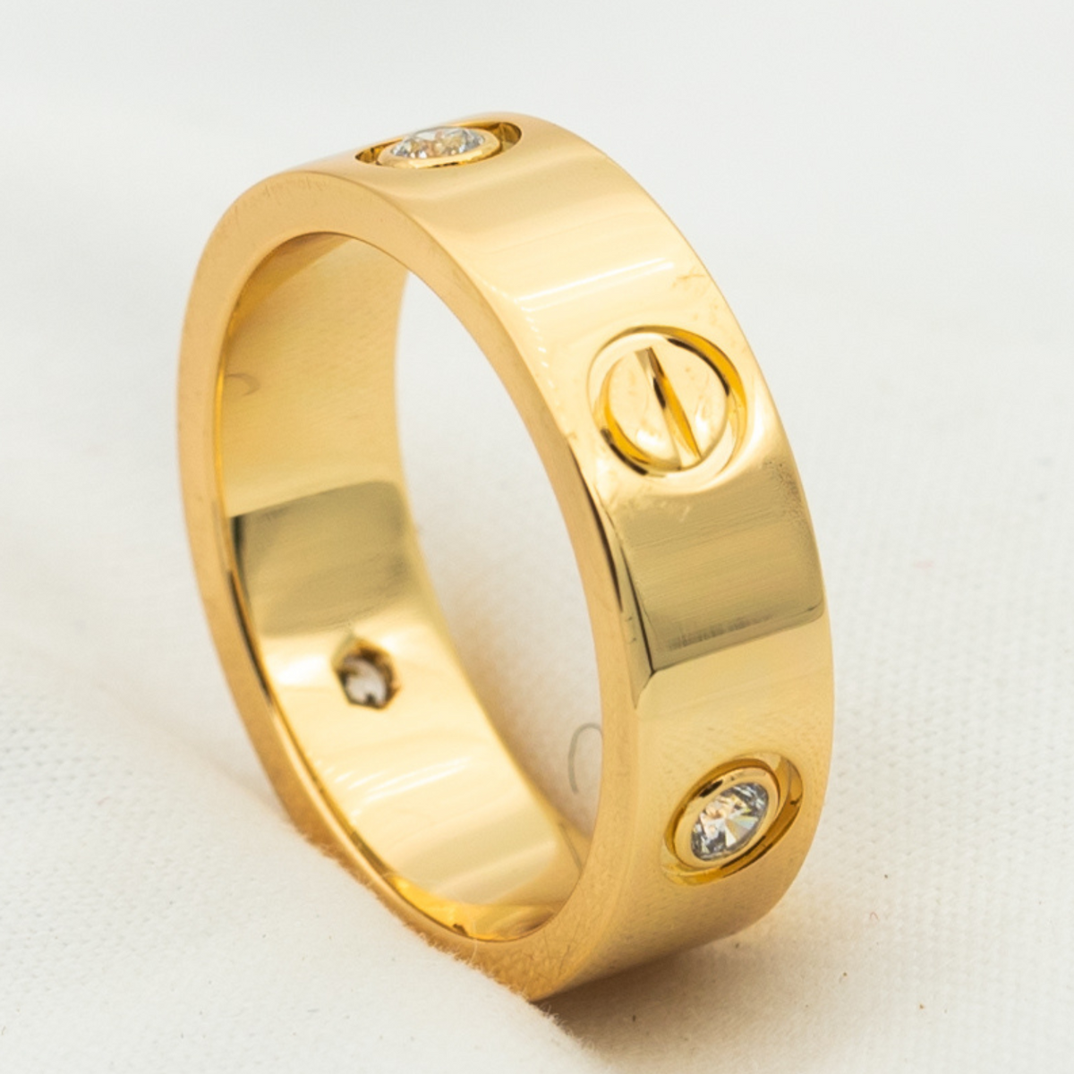 [Sophire Jewelry ]LOVE RING 5.5MM 3 DIAMONDS PINK GOLD