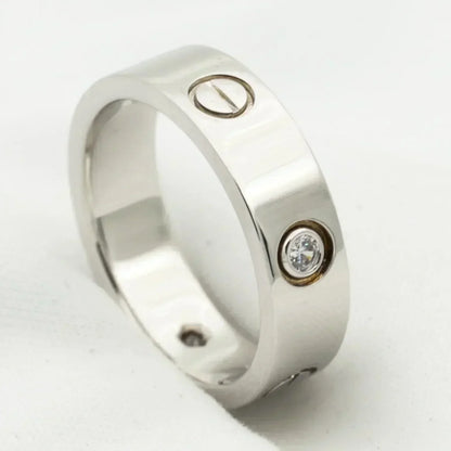 [Sophire Jewelry ]LOVE RING 5.5MM 3 DIAMONDS SILVER