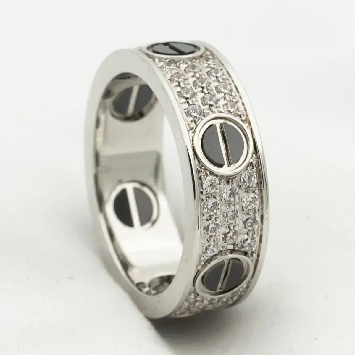 [Sophire Jewelry ]LOVE RING 5.5MM DIAMONDS PAVED CERAMIC