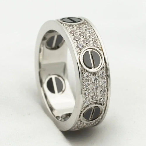 [Sophire Jewelry ]LOVE RING 5.5MM DIAMONDS PAVED CERAMIC