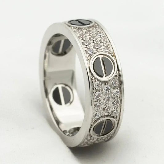 [Sophire Jewelry ]LOVE RING 5.5MM DIAMONDS PAVED CERAMIC
