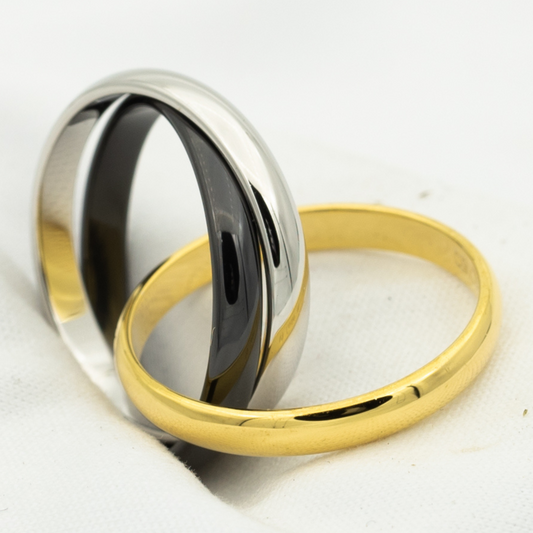 [Sophire Jewelry ]TRINITY RING BLACK GOLD SILVER