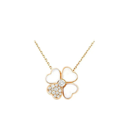 [Sophire Jewelry ]CLOVER MOP DIAMOND ROSE GOLD NECKLACE