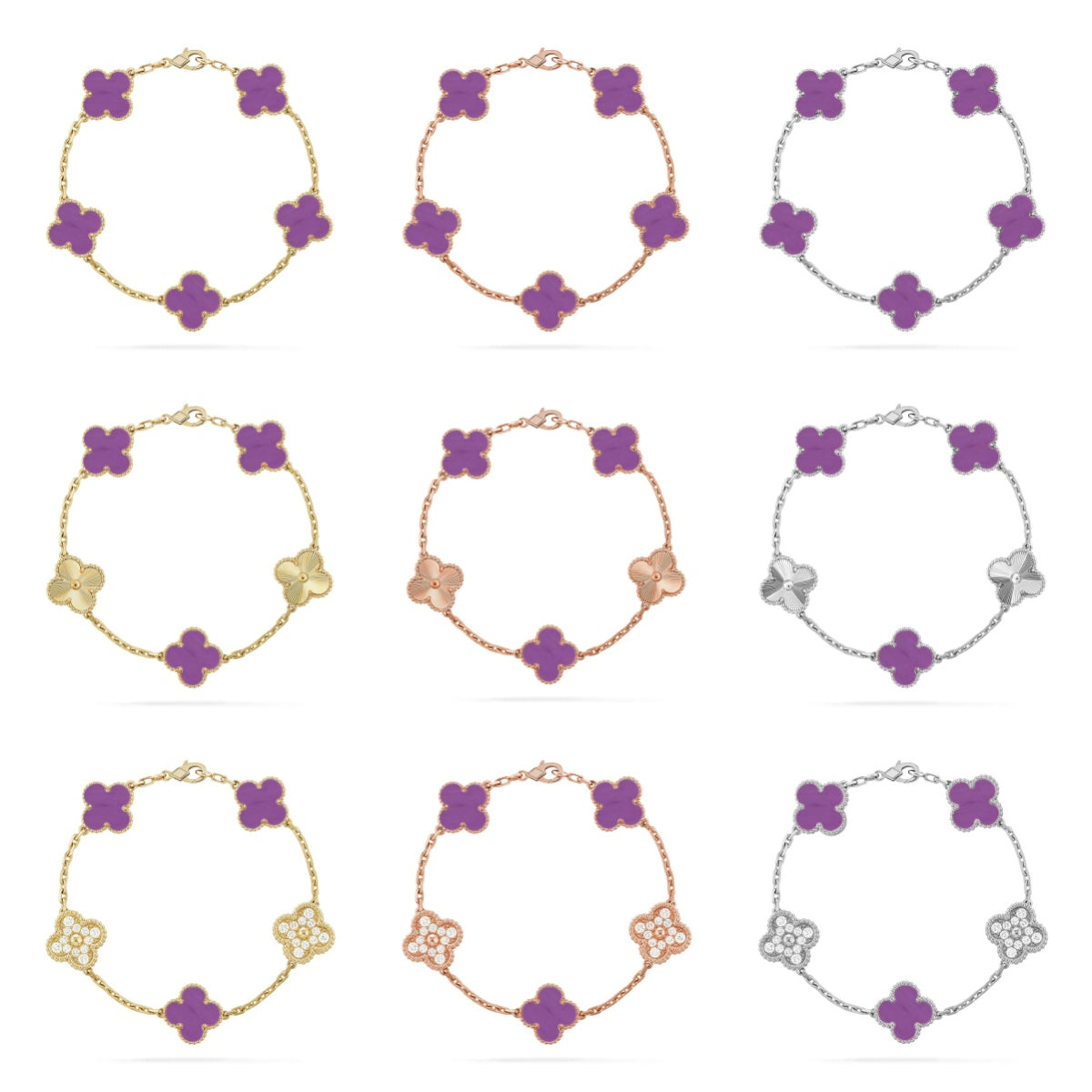 [Sophire Jewelry ] CLOVER 5 MOTIF VIOLET BRACELET COLLECTION