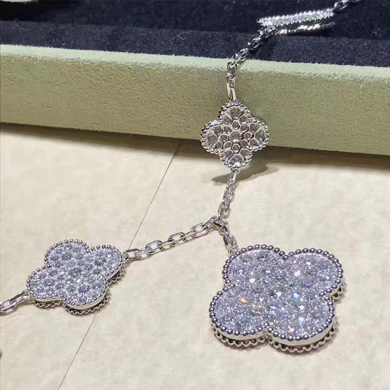 [Sophire Jewelry ]CLOVER 6 MOTIFS SILVER DIAMOND BRACELET