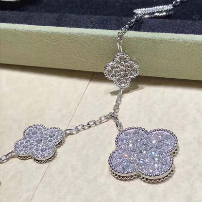 [Sophire Jewelry ]CLOVER 6 MOTIFS SILVER DIAMOND BRACELET
