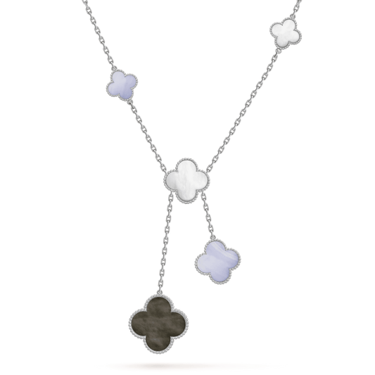 [Sophire Jewelry ]CLOVER MOP CHALCEDONY NECKLACE SILVER 6 MOTIF