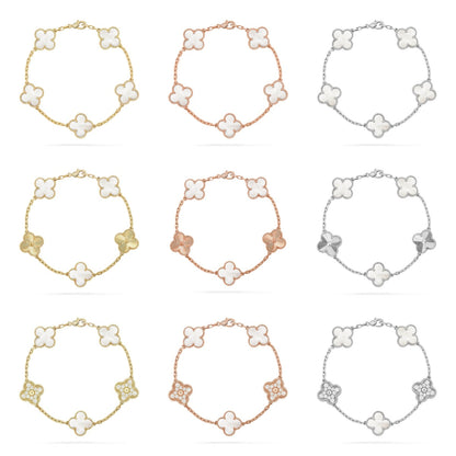 [Sophire Jewelry ]CLOVER WHITE PEARL MOP 5 MOTIF BRACELET COLLECTION
