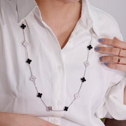 [Sophire Jewelry ]CLOVER 20 MOTIFS ONYX DIAMOND SILVER