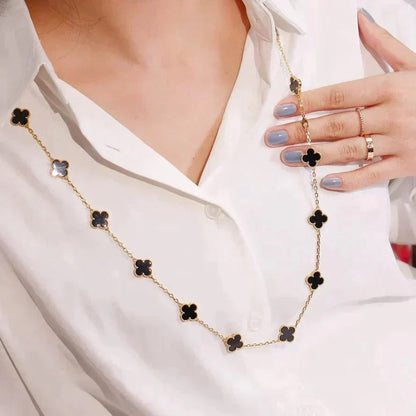 [Sophire Jewelry ]CLOVER 20 MOTIFS ONYX NECKLACE