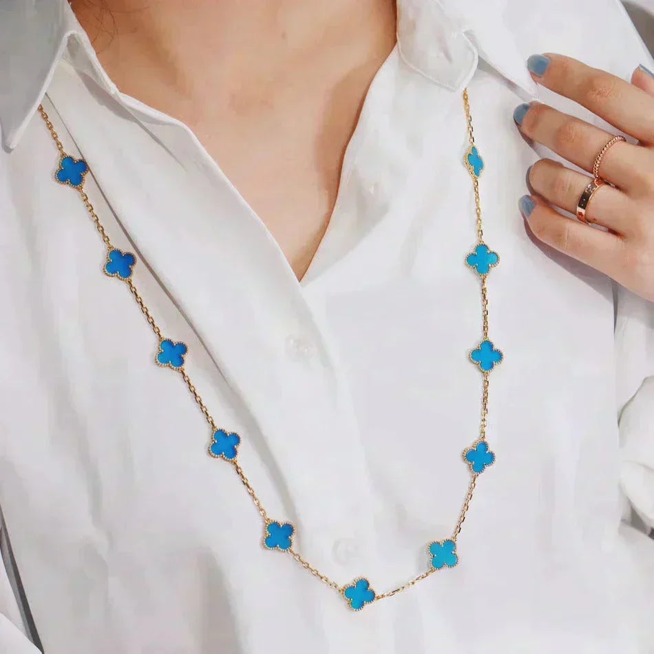 [Sophire Jewelry ]CLOVER 20 MOTIFS BLUE AGATE GOLD