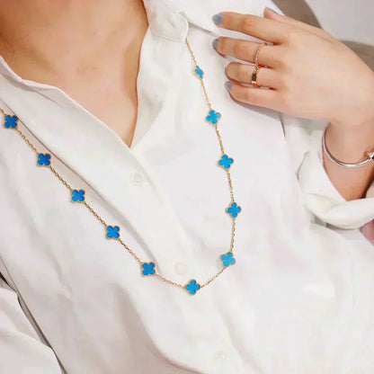[Sophire Jewelry ]CLOVER 20 MOTIFS BLUE AGATE GOLD