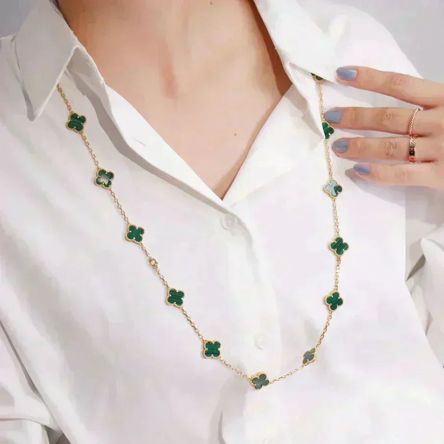 [Sophire Jewelry ]CLOVER 20 MOTIFS MALACHITE GOLD