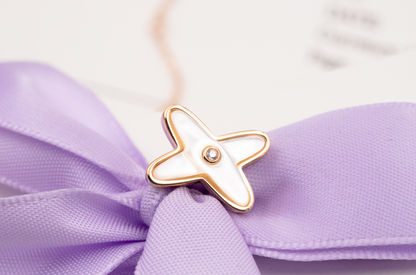 [Sophire Jewelry ]JEUX DE WHITE MOP ROSE GOLD DIAMOND EARRINGS