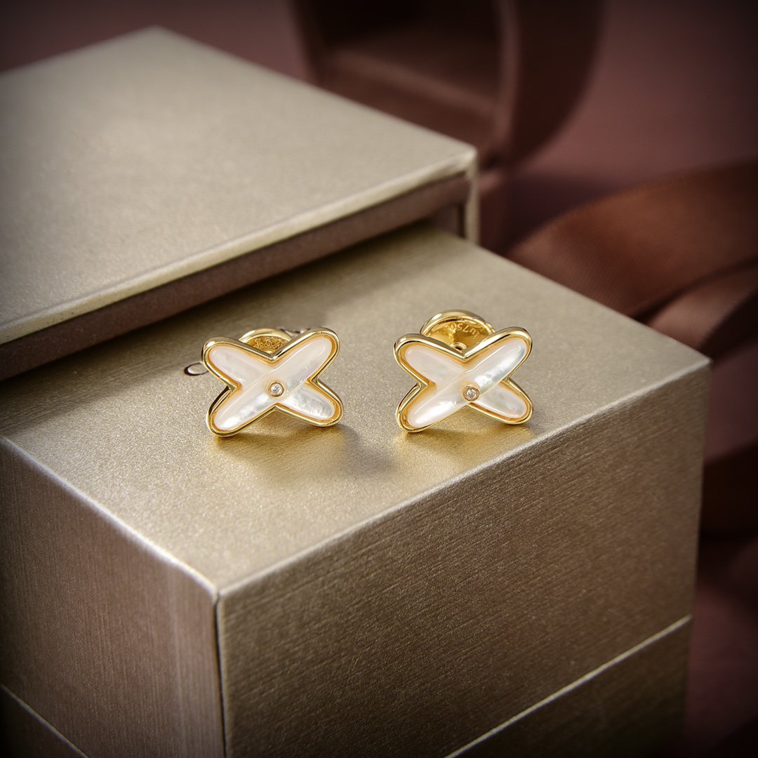 [Sophire Jewelry ]JEUX DE WHITE MOP GOLD DIAMOND EARRINGS