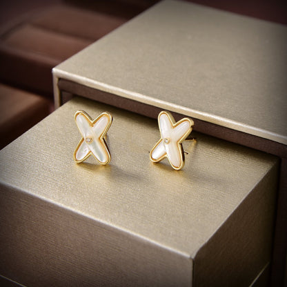 [Sophire Jewelry ]JEUX DE WHITE MOP GOLD DIAMOND EARRINGS