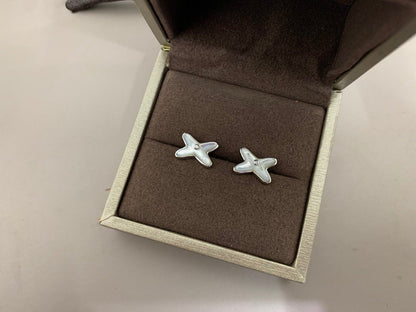 [Sophire Jewelry ]JEUX DE WHITE MOP SILVER DIAMOND EARRINGS