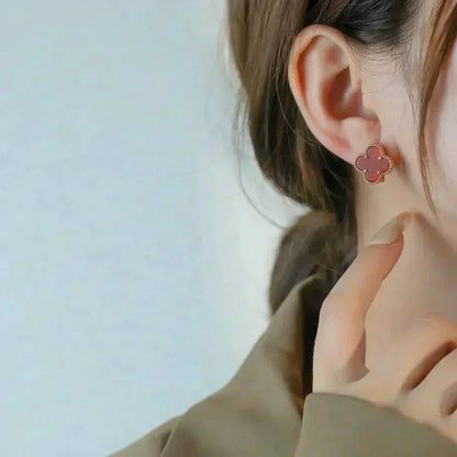 [Sophire Jewelry ]CLOVER MEDIUM 1 MOTIFS CARNELIAN  EARRINGS