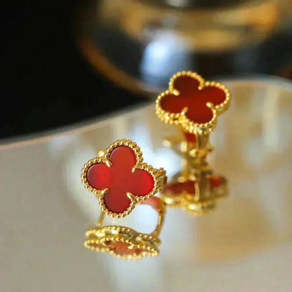 [Sophire Jewelry ]CLOVER MEDIUM 1 MOTIFS CARNELIAN  EARRINGS