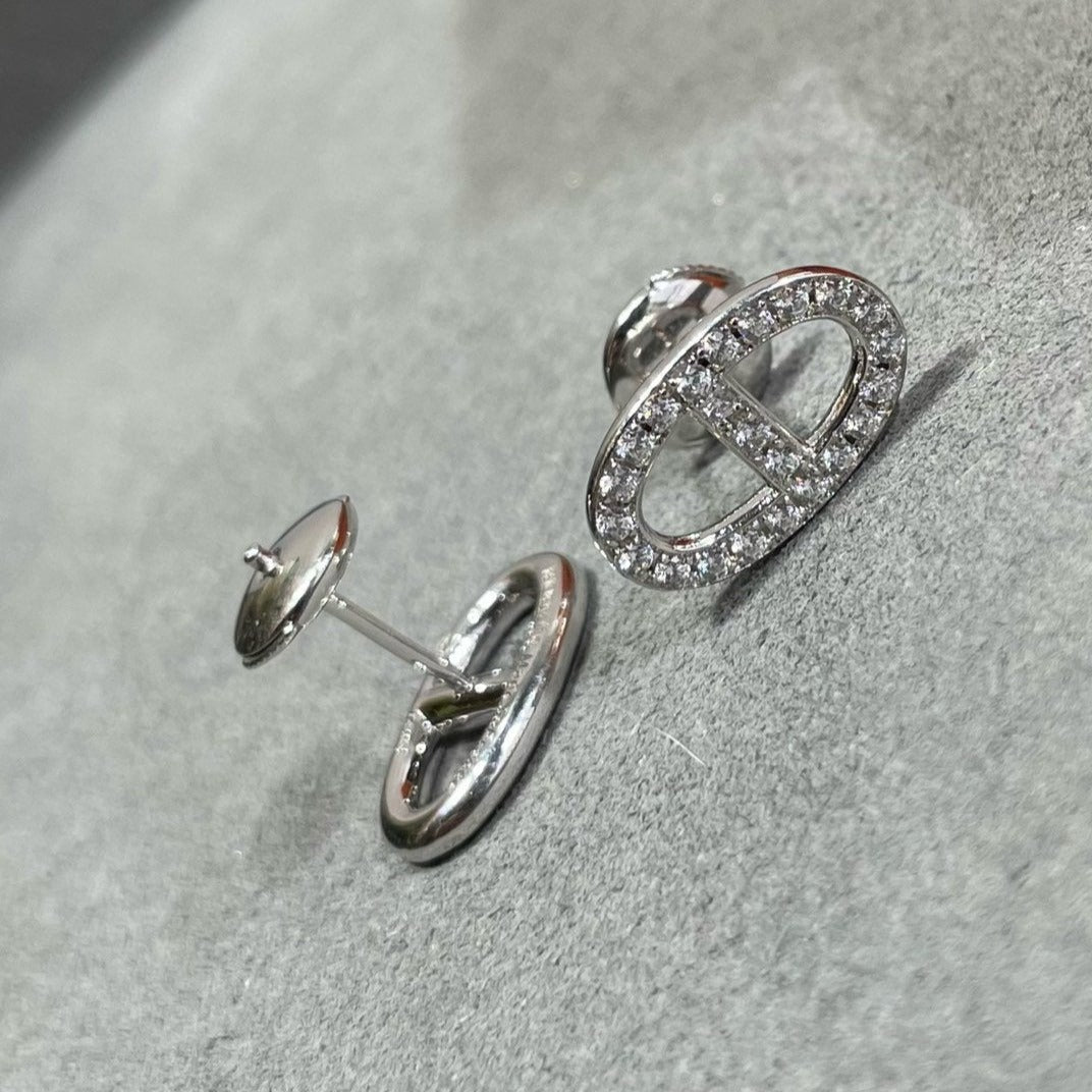 [Sophire Jewelry ]HM FULL DIAMOND PIG NOSE STUD EARRINGS
