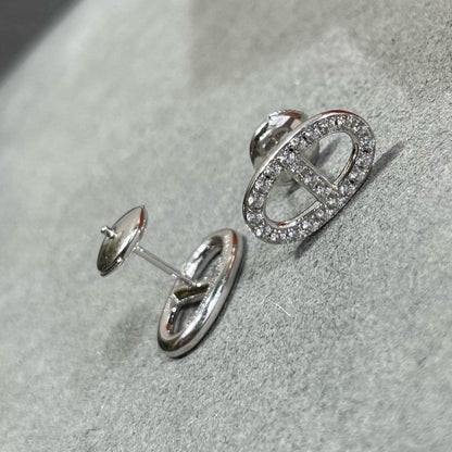 [Sophire Jewelry ]HM FULL DIAMOND PIG NOSE STUD EARRINGS