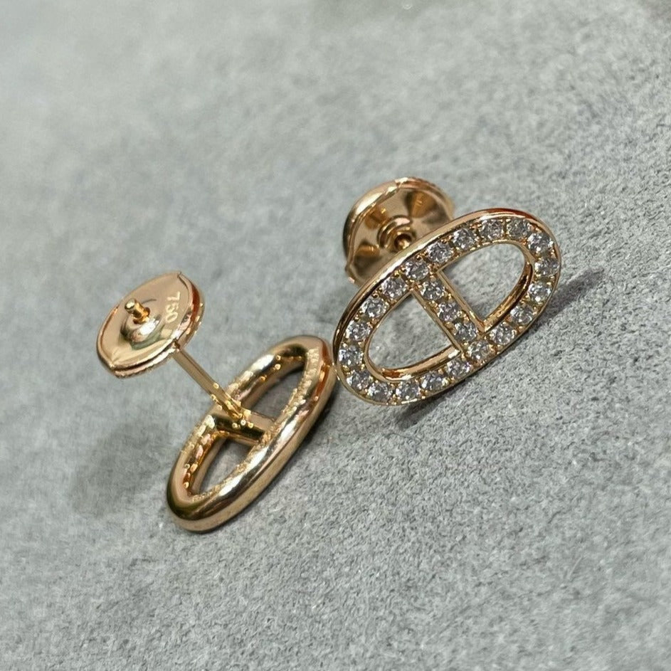 [Sophire Jewelry ]HM FULL DIAMOND PIG NOSE STUD EARRINGS