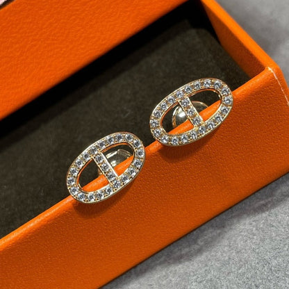 [Sophire Jewelry ]HM FULL DIAMOND PIG NOSE STUD EARRINGS