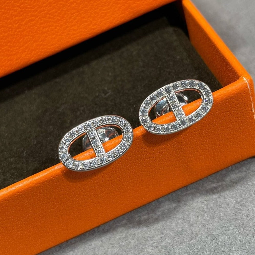[Sophire Jewelry ]HM FULL DIAMOND PIG NOSE STUD EARRINGS