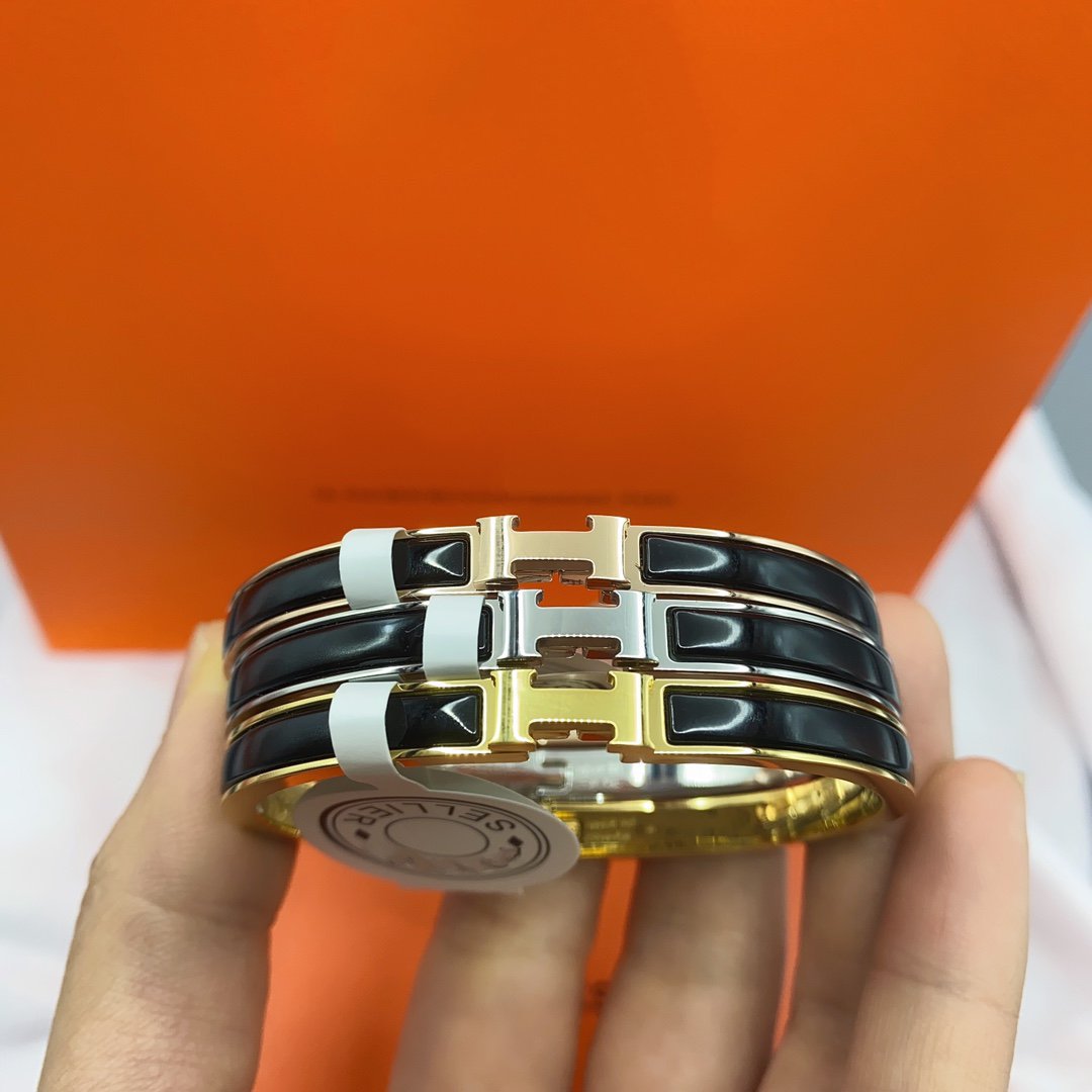 [Sophire Jewelry ]CLASSIC HM CLIC BLACK 8MM ENAMEL BRACELET