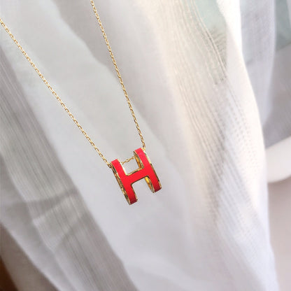 [Sophire Jewelry ]HM CLIC RED ENAMEL GOLD NECKLACE