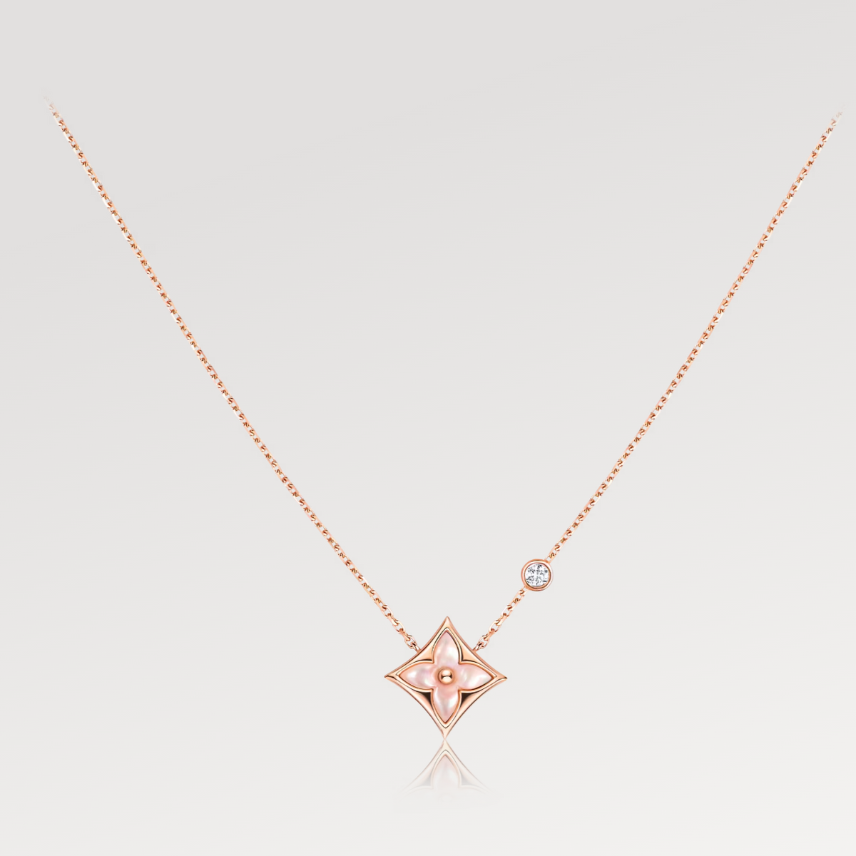 [Sophire Jewelry ]STAR PINK MOP 1 DIAMOND PINK GOLD NECKLACE